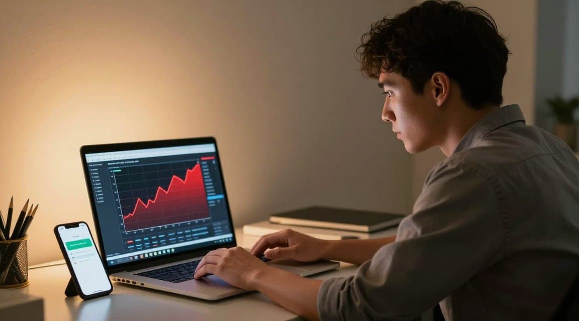 A developer watching a crash graph climb on a laptop while a phone shows a refund, illustrating how a bad app update turns into a wave of refunds