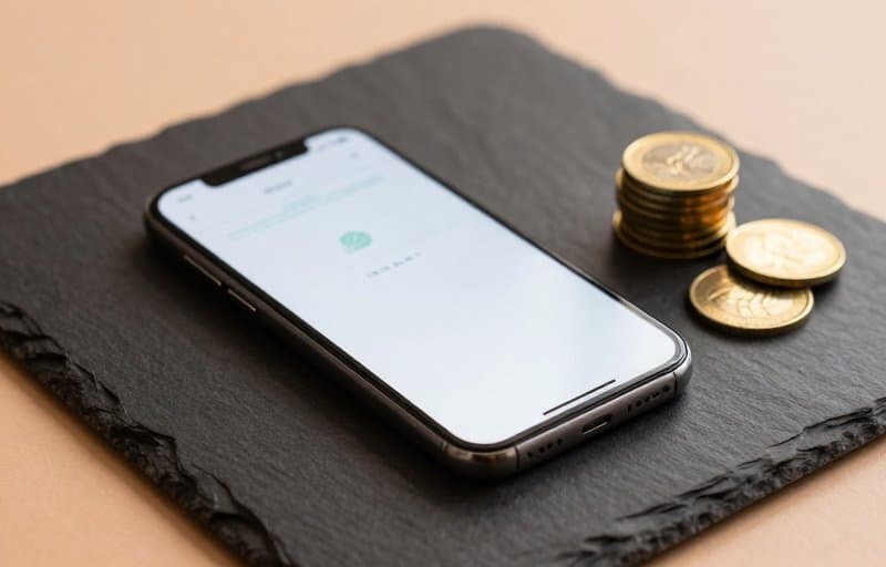 A smartphone showing a payment confirmation beside a small stack of coins with a few swept aside, illustrating how each in-app purchase type refunds on different rules