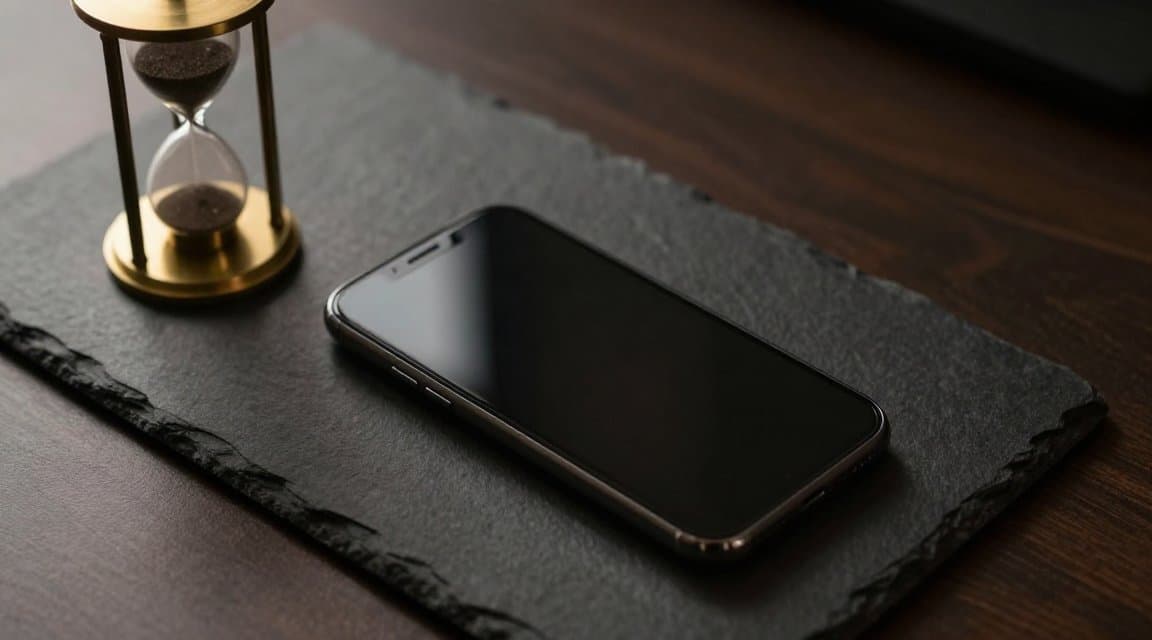 An hourglass running out beside a smartphone, illustrating the three-day window to acknowledge a Google Play purchase before it is automatically refunded