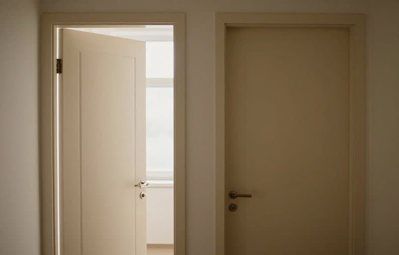 Two doors side by side, one open and one closed, illustrating how the App Store and Google Play treat existing subscribers differently when you discontinue a subscription